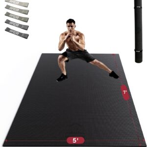 HAPBEAR Extra Large Exercise Mat-7'x5'/6'x8'/6'x9'/6'x10'/6'x12'x8mm,Non-Slip, Ultra Durable, Thick Workout Mats for Home Gym Flooring, Yoga Mats for Fitness, High-Density Exercise Mat, Shoes-Friendly