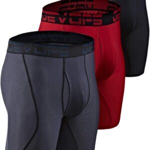 DEVOPS Men's Perfomance Cool Dry Mesh Underwear Boxer Trunk 6-inch Brief (3 Pack)
