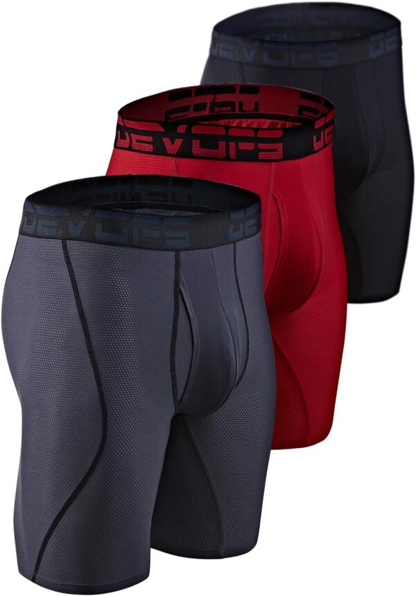 DEVOPS Men's Perfomance Cool Dry Mesh Underwear Boxer Trunk 6-inch Brief (3 Pack)