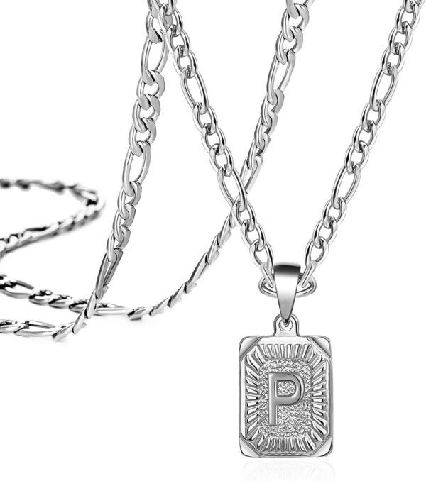 JoycuFF Stainless Steel Initial P Letter Pendant Necklace Personalized Mother's Day Gifts for Mom Mama Mother-in-Law Simple Handmade Fashion Trendy Unique Jewelry Alphabet Long Chain