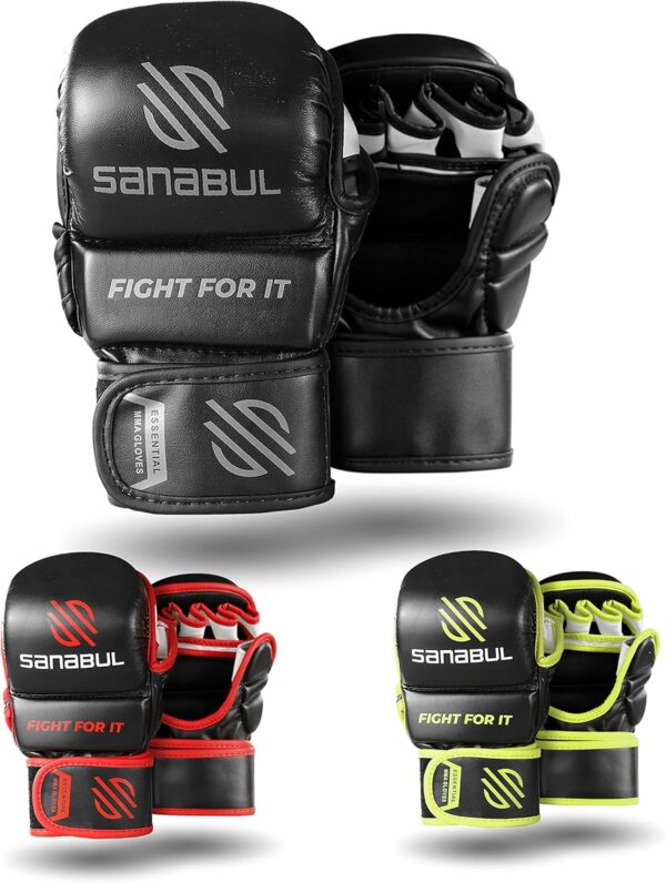 Sanabul Essential 7oz MMA Gloves for Men & Women, Hybrid MMA Martial Arts, Sparring Grappling Training, Padded Kick Boxing Gloves