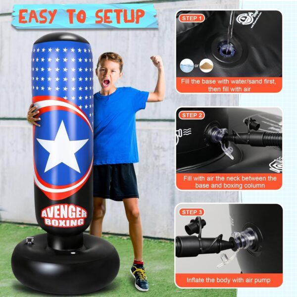 All Star 66" Kids Punching Bag Set - Inflatable Boxing Gear for MMA Training - Image 4