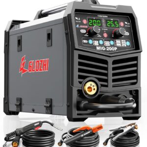 GZ GUOZHI 200A MIG Welder, 7 in 1 Gas MIG/MAG/Gasless Flux Core MIG/Lift TIG/Stick/Spot Welding/Spool Gun Multi-Process Aluminum Mig, Dual Voltage 110V/220V Welding Machine