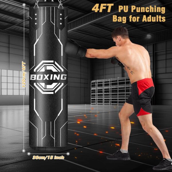 Professional 4ft Heavy Punching Bag | PU Leather Boxing Equipment for MMA Home Gym - Image 2