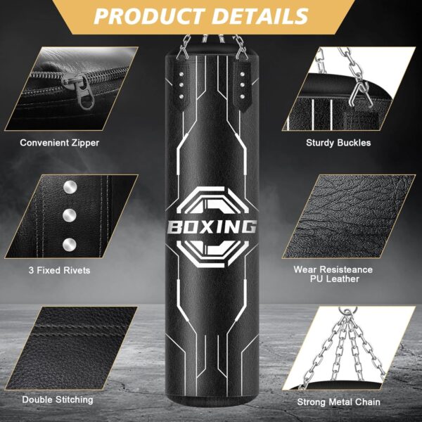 Professional 4ft Heavy Punching Bag | PU Leather Boxing Equipment for MMA Home Gym - Image 4
