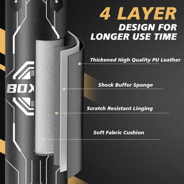 Professional 4ft Heavy Punching Bag | PU Leather Boxing Equipment for MMA Home Gym - Image 3