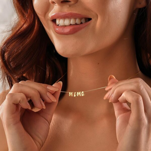 SLOONG Personalized 3D Bubble Letter Necklace | 18K Gold Name Jewelry Gift - Image 3
