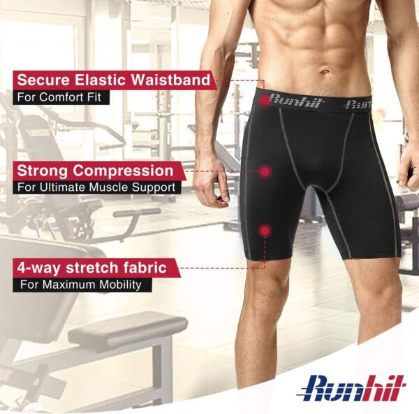 RUNHIT Men's Compression Workout Shorts - Athletic Running Spandex Underwear - Image 3