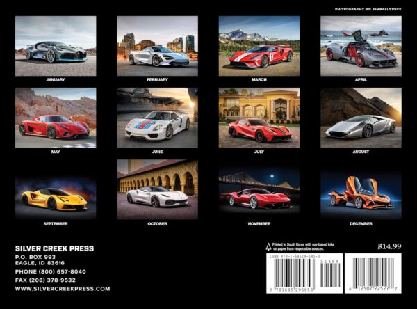2025 Luxury SuperCars Wall Calendar: Stunning Car Photography Gift for Enthusiasts - Image 2