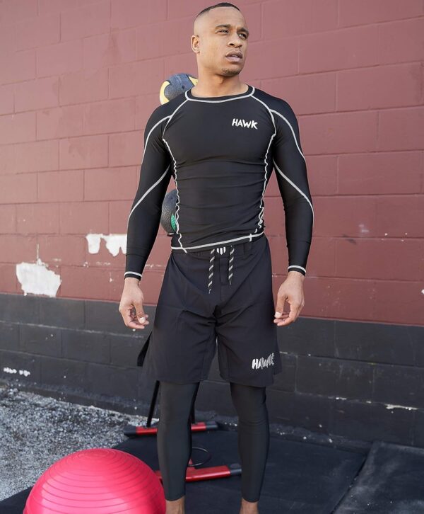 Elite Men's Long Sleeve Compression Rash Guard for MMA BJJ No Gi Training - Image 8