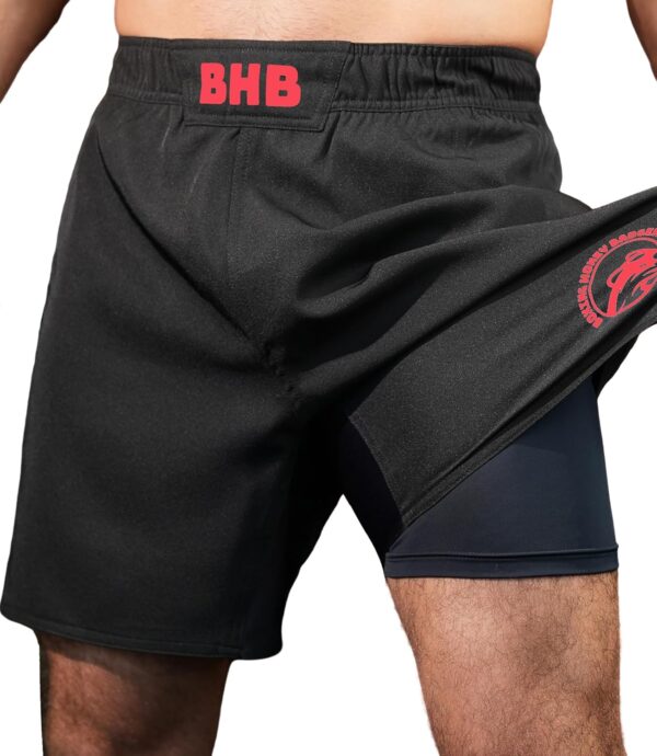 2-in-1 BJJ MMA Fight Shorts Built-in Compression Lining: Grappling, Brazilian Jiu Jitsu, No-Gi Shorts