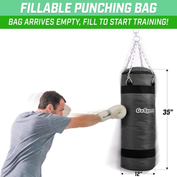 GoSports Heavy-Duty Fillable Punching Bag for Boxing, MMA & Muay Thai Training - Image 3