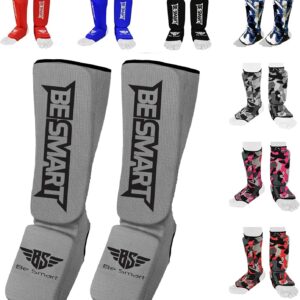 Be Smart Kids, Adults, Youth, Men and Women Muay Thai MMA Kickboxing Shin Guards, Instep Guard Training, Sparring Protective Gear Equipment Shin Kick Pads