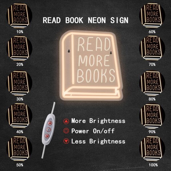 Illuminating "Read More Books" LED Neon Sign - White Light for Library/Classroom - Image 4