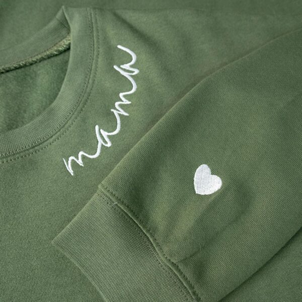 Mom Embroidered Heart Sleeve Sweatshirt - Gift for Mother's Day, Birthday - Image 5