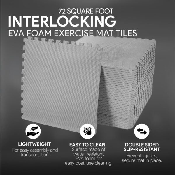 BalanceFrom Premium EVA Gym Mat | Non-Slip Interlocking Tiles | MMA Flooring - Image 3
