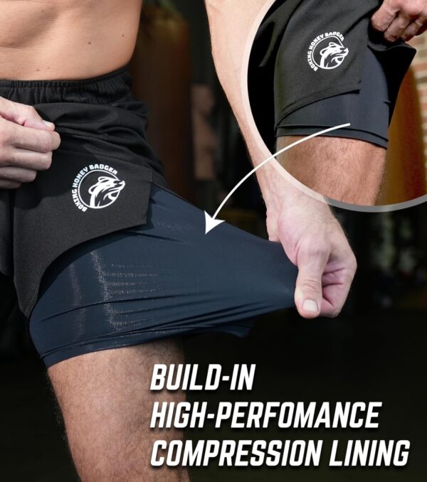 Elite 2-in-1 BJJ MMA Shorts: Built-in Compression for No-Gi Grappling - Image 2