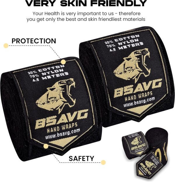 BeSAVAGE Pro Boxing Hand Wraps: 180" Elastic with Knuckle Guards - Image 3