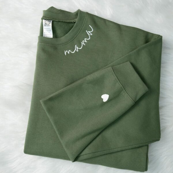 Mom Embroidered Heart Sleeve Sweatshirt - Gift for Mother's Day, Birthday - Image 2