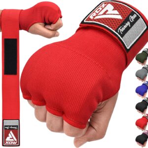 RDX Gel Boxing Hand Wraps Inner Gloves for Men Women, Quick 100cm Long Wrist Straps, Elasticated Padded Fist Hand Protection, Muay Thai MMA Martial Arts Punching Speed Bag Training Under Mitts