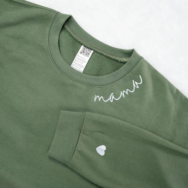 Mom Embroidered Heart Sleeve Sweatshirt - Gift for Mother's Day, Birthday - Image 6