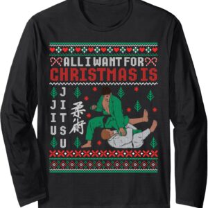 Jiu Jitsu MMA BJJ Funny Christmas Ugly Xmas Sweater Long Sleeve T-Shirt