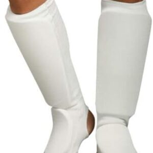 Cloth Shin & Instep Guard Taekwondo, Martial Arts, MMA Foot Protective Gear Protector for Sparring (Black/White; Child Small to Adult XL)