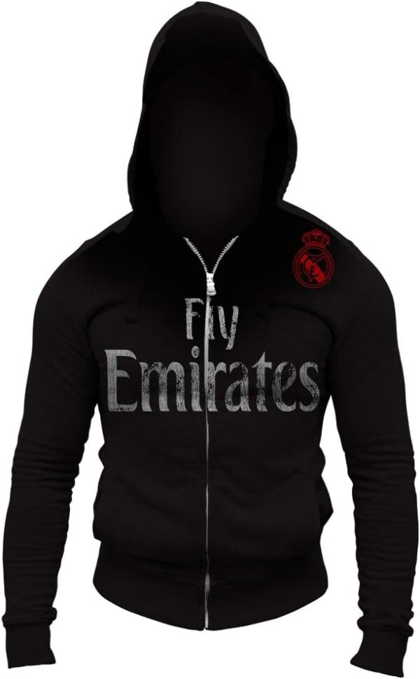 Real Madrid Fly Emirates Shoulder Logo Soccer full Zip-Up Hoodie Jumper