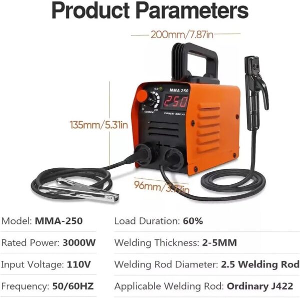 Saker 110V Portable Stick Welder | Mini MMMA-250 IGBT Inverter for DIY - Image 2