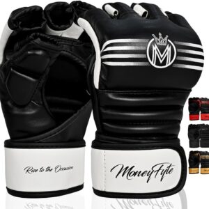 Crown MMA Gloves for Men & Women Martial Arts Punching Bag Gloves, UFC Grappling Fighting & Kickboxing Gloves Pre-Curved Half Finger Boxing Sparring Glove