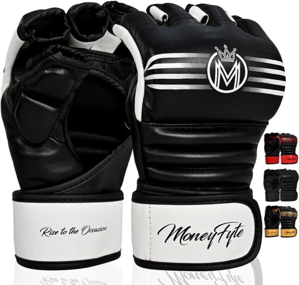 Crown MMA Gloves for Men & Women Martial Arts Punching Bag Gloves, UFC Grappling Fighting & Kickboxing Gloves Pre-Curved Half Finger Boxing Sparring Glove