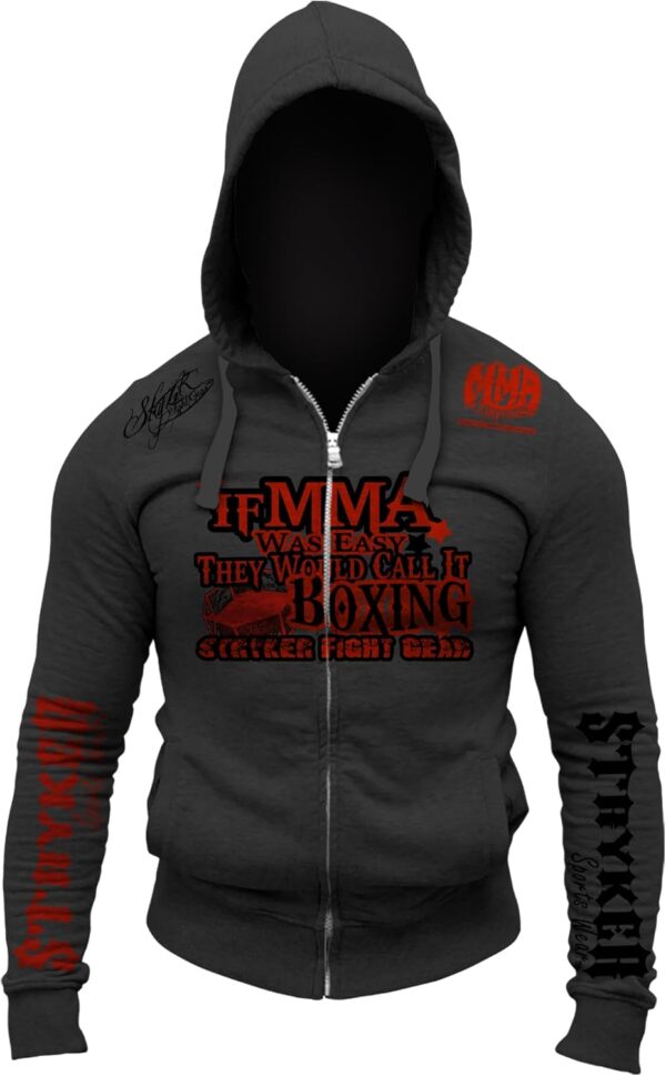 If MMA was Easy They Would Call It Boxing Stryker Design Fighting Adult Full Zip Up Hooded Hoodie (US, Alpha, X-Large, Regular, Regular, Gray)