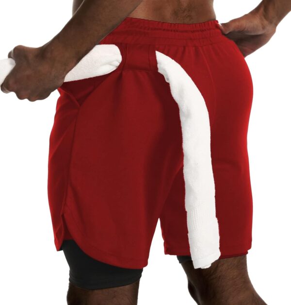 JWJ Men's Quick Dry 2-in-1 Running Shorts with Compression Liner & Pockets - Image 2