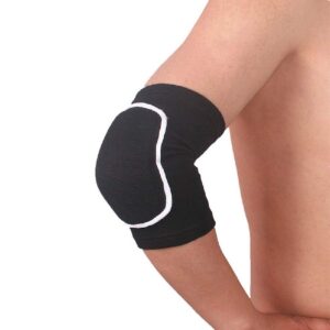 Pair of Compression Elbow Pads Arm Brace Support Fitness Arm Knee Protector Volleyball Basketball Breathable Elbow Wraps (Black)