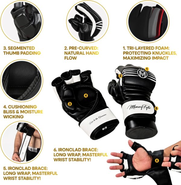 Crown Pro MMA Half-Finger Gloves: UFC Fighting & Sparring Gear for Men & Women - Image 3