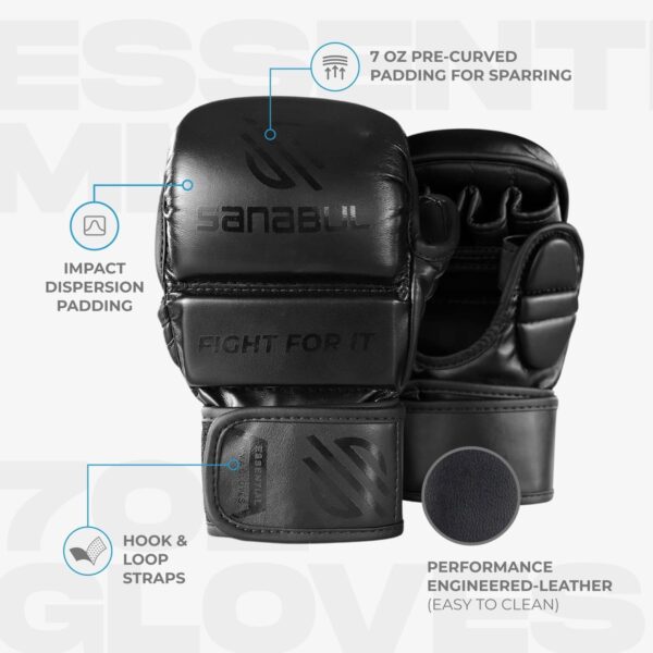Sanabul Essential 7oz Hybrid MMA Gloves | Padded Training Sparring Gear - Image 3