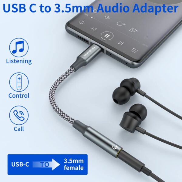 Premium USB-C to 3.5mm Headphone Adapter | iPhone 16/15, Galaxy S24, iPad Pro - Image 2