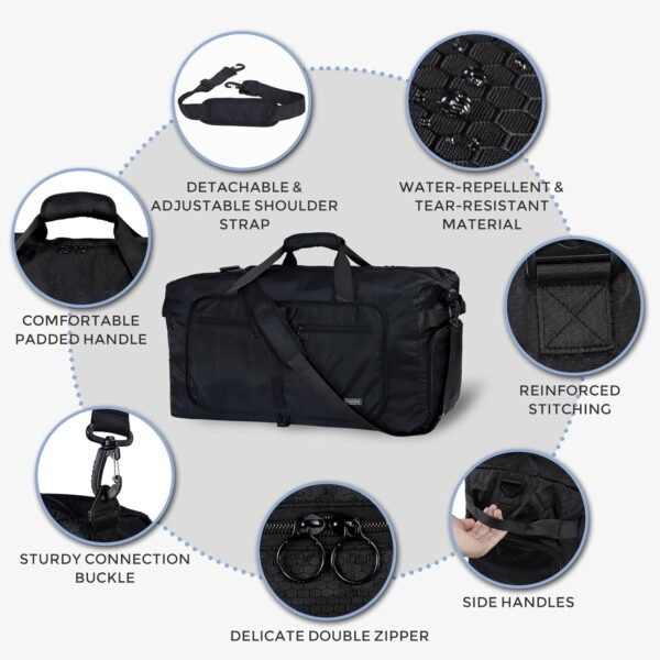 Fmeida 65L Waterproof Travel Duffle | Men & Women Gym Bag with Shoe Compartment - Image 6