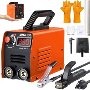 Saker Mini Welding Machine, Upgraded Mini Welder Machine 110V, Portable Stick Welder MMMA-250, IGBT Inverter Welder, Micro Welder with Hot Start, Arc Force, Anti-Stick (Orange, 1 Set)