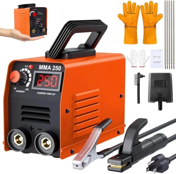 Saker Mini Welding Machine, Upgraded Mini Welder Machine 110V, Portable Stick Welder MMMA-250, IGBT Inverter Welder, Micro Welder with Hot Start, Arc Force, Anti-Stick (Orange, 1 Set)