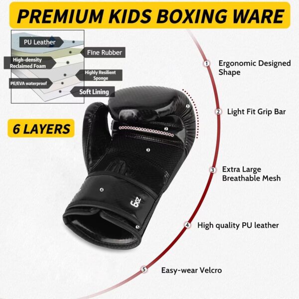 Premium Kids Boxing Gloves - Ages 3-8 Training & Sparring MMA Set - Image 4