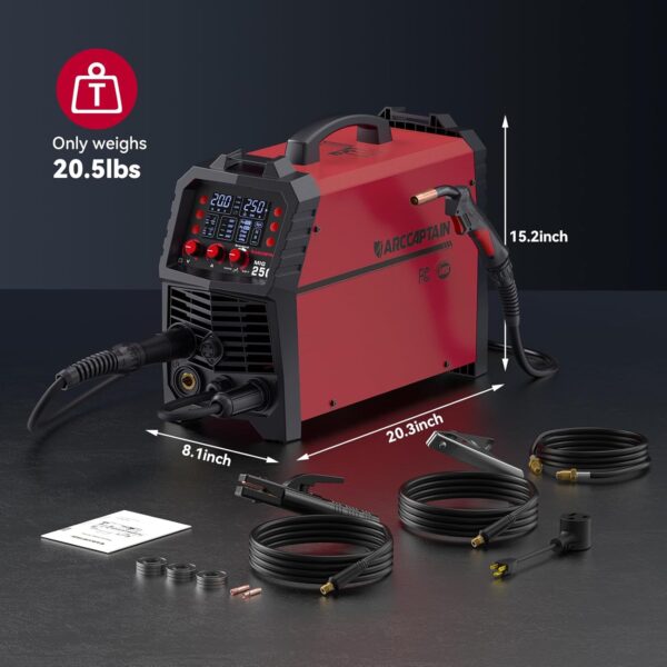 ARCCAPTAIN 250A 6-in-1 Dual Voltage MIG/TIG/Stick Aluminum Welder w/Display - Image 6