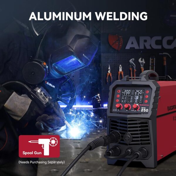 ARCCAPTAIN 250A 6-in-1 Dual Voltage MIG/TIG/Stick Aluminum Welder w/Display - Image 5