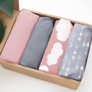 Baby Bassinet Sheets 4 Pack Compatible with 4moms MamaRoo Sleep, Regalo Baby Basics Bassinet and Chicco Close to You 3-in-1 Bedside, Ultra Soft & Skin-Friendly, Pink Print