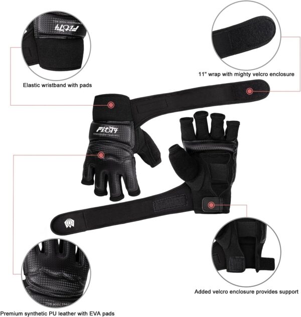 FitsT4 Pro MMA Training Gloves - UFC Boxing Half Mitts for Punch Bag - Image 3