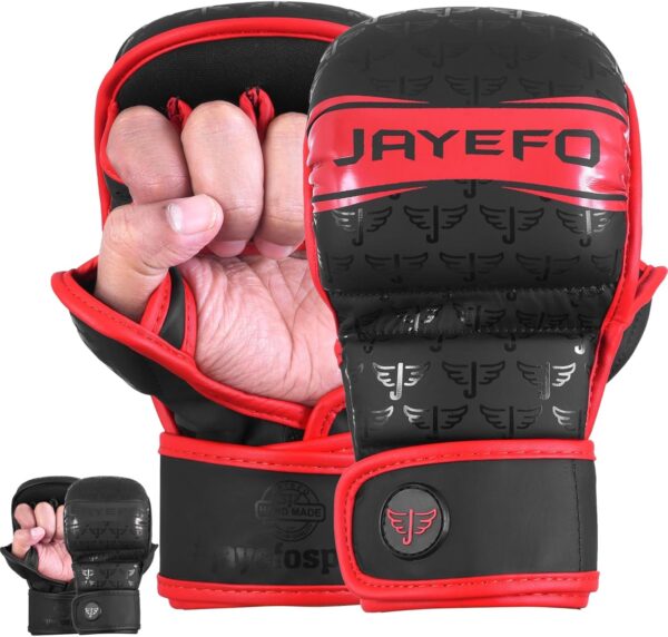 Jayefo MMA Gloves | Open Palm Sparring & Grappling Mitts | Martial Arts for Men & Women | Wrist Support | Combat Sports: MMA, Boxing, Muay Thai, Kickboxing
