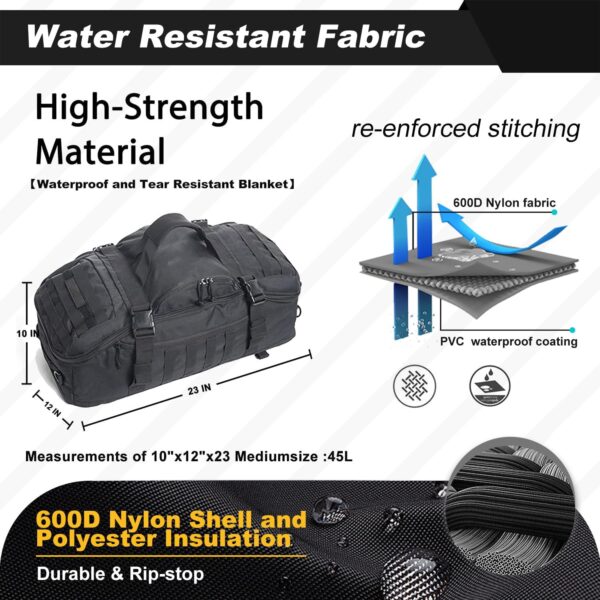 3-in-1 Tactical Military Backpack Duffle Bag for Travel, Gym & Deployment - Image 3