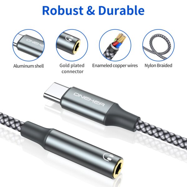 Premium USB-C to 3.5mm Headphone Adapter | iPhone 16/15, Galaxy S24, iPad Pro - Image 4