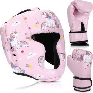 Boxing Headgear and Gloves Set for Kids 6oz Boxing Gloves and Wrestling Headgear Sparring Equipment for Boxing Kickboxing Muay Thai BJJ Karate Training