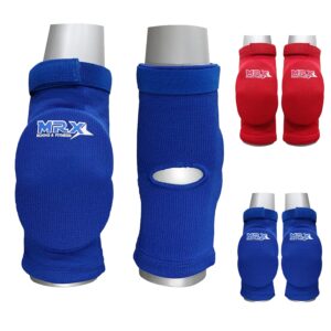 MRX Elbow Protector Arm Brace Pads Knee Support Compression Elbow Guard, Muay Thai, MMA, Kicboxing, Sparring Padded Sleeve Elbow Pads for Basketball Football Skating (Blue L/XL)